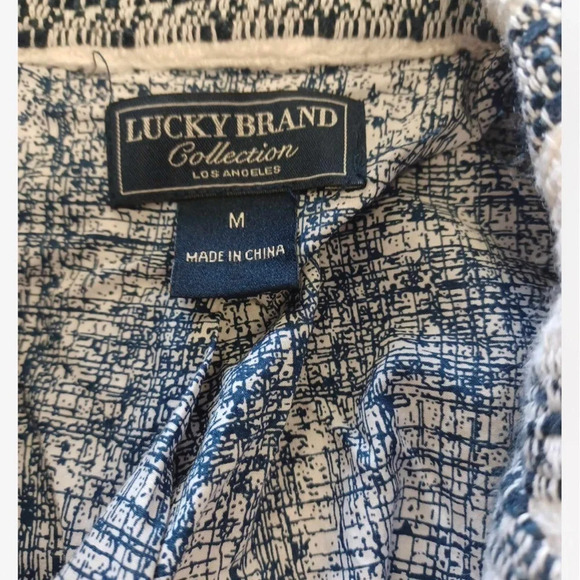 Lucky Brand Blaine Navy  White Striped Lined Blazer Size Medium - Picture 11 of 12